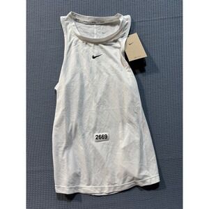Nike Dri-FIT DH6599-100 Training Tank Top Girls Sz M White New
